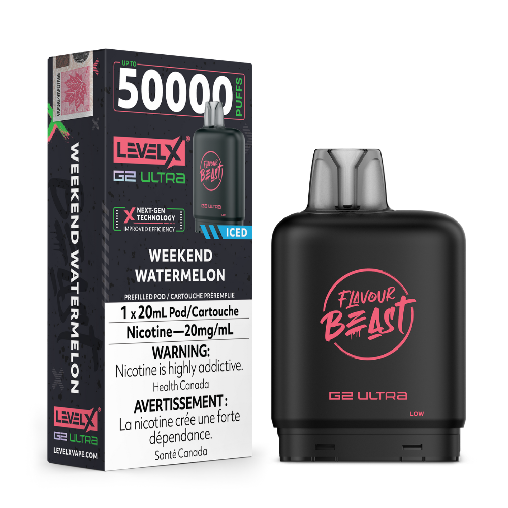 Weekend Watermelon - Flavour Beast Level X G2 Ultra Replacement Vape Pod - 50K Puffs - 20mL