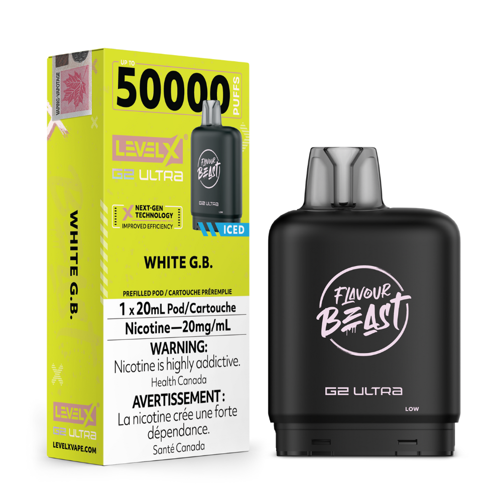 White G.B. Iced - Flavour Beast Level X G2 Ultra Replacement Vape Pod - 50K Puffs - 20mL