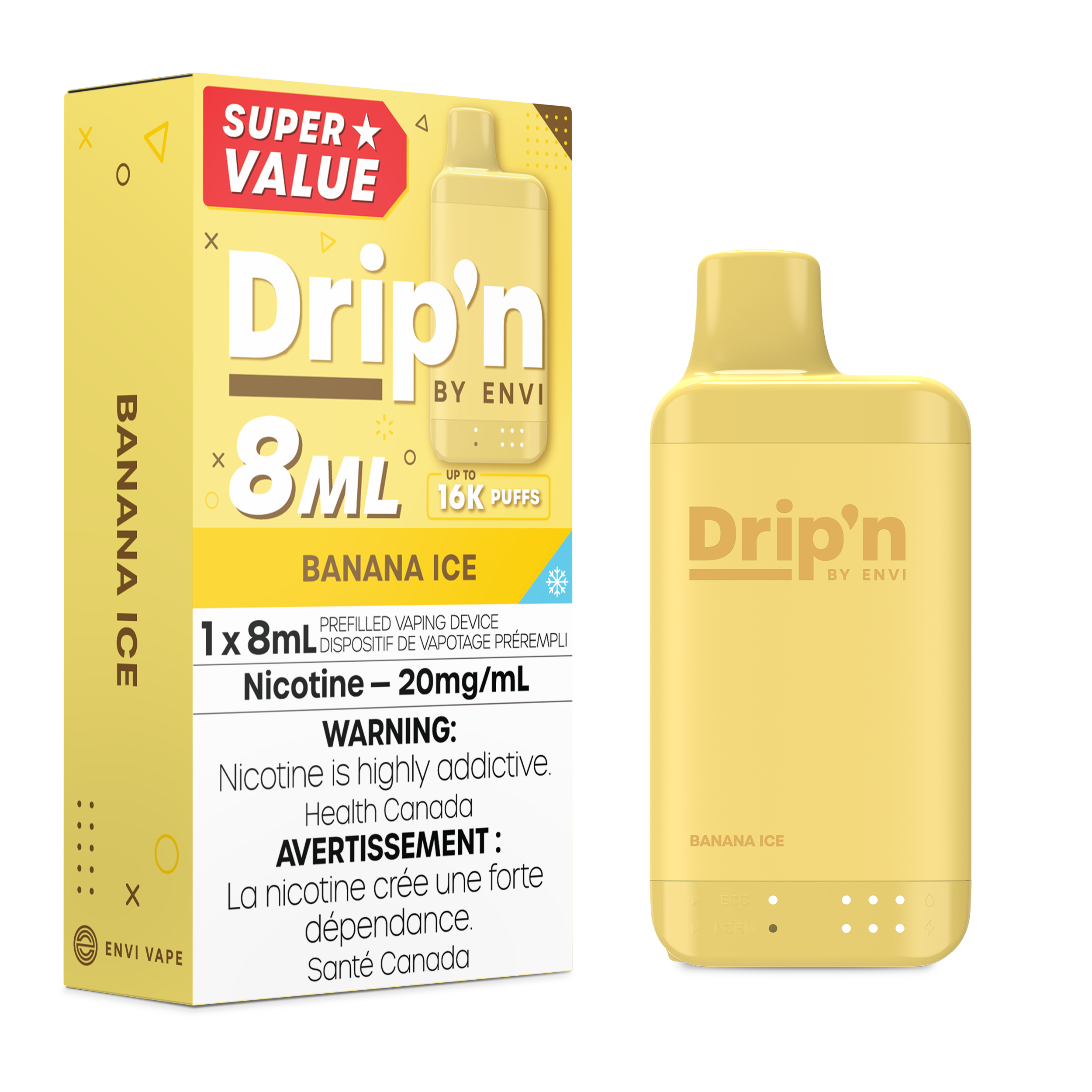 Drip'n by Envi 8mL Disposable Vape - 16K Puffs - 8mL - Banana Ice